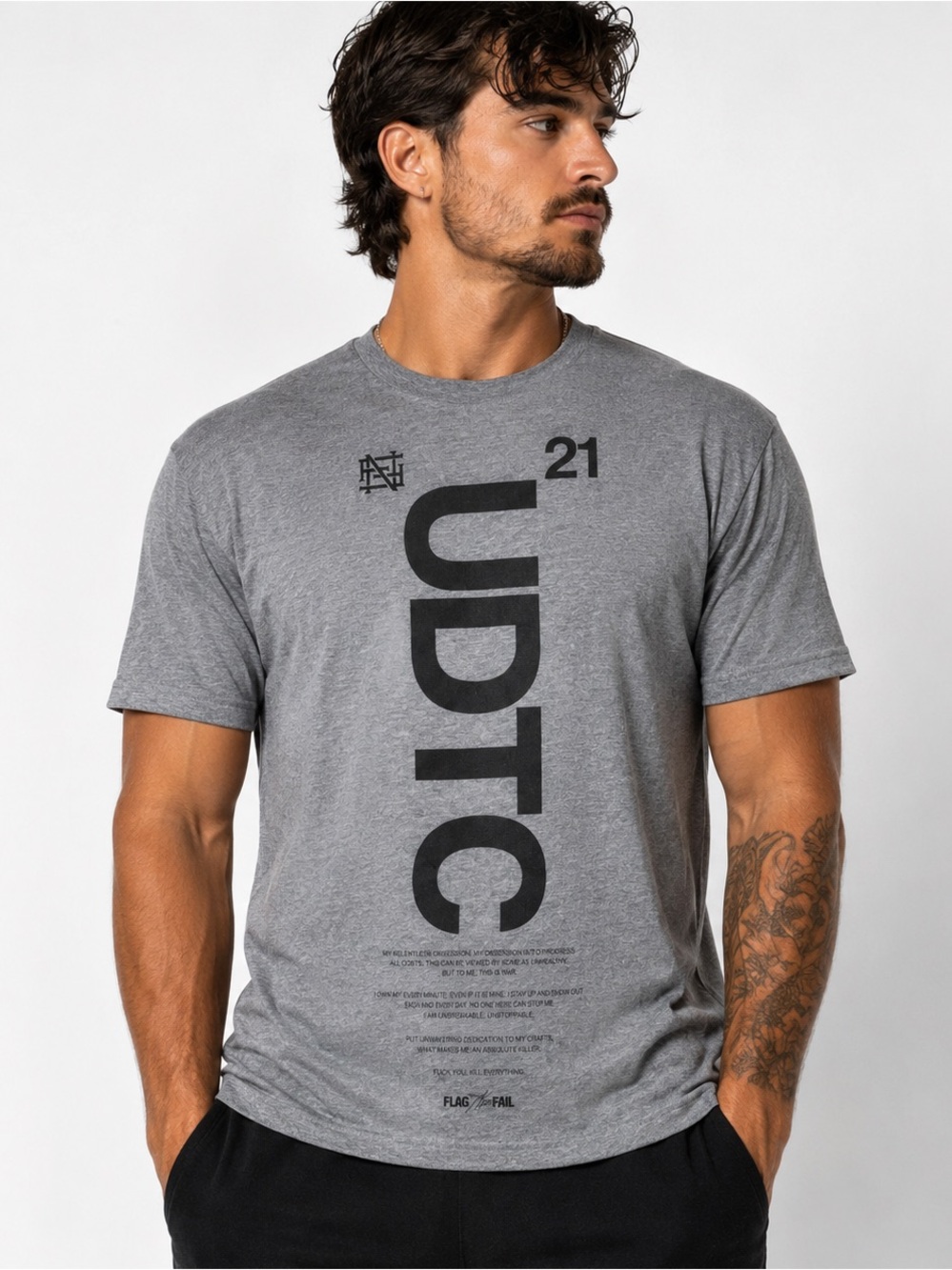 Flag Nor Fail UDTC 21 Gray Graphic T-Shirt Men’s XL Streetwear Tee